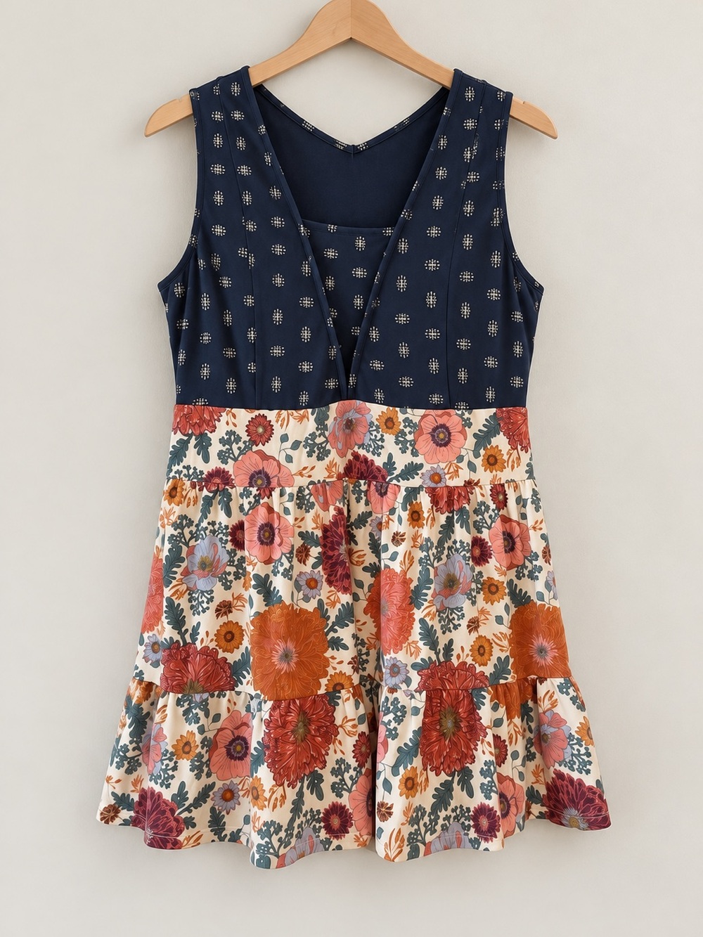 Matilda Jane Floral Navy Multi Babydoll Tunic Top GUC S #1006